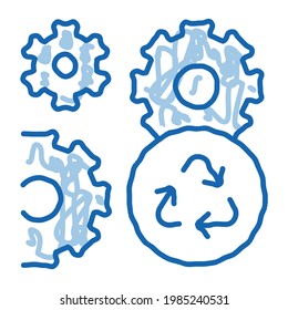 sync settings sketch icon vector. Hand drawn blue doodle line art sync settings sign. isolated symbol illustration