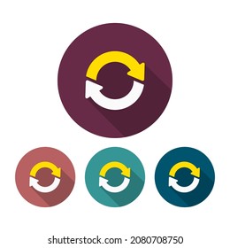 Sync vector icon symbol, flat design, long shadow, eps10