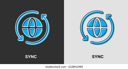 Sync vector icons. Sync symbol collection