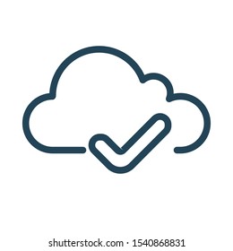 Synced icon for the cloud service. Cloud Computing Icon. Simple outline icon style. Perfect symmetrical.