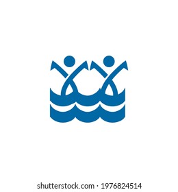 Synchro swimming logo design vector template