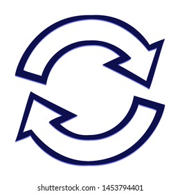 Synchronization Arrows. Hand Drawn Icon with Blue Ballpoint Pen Style.