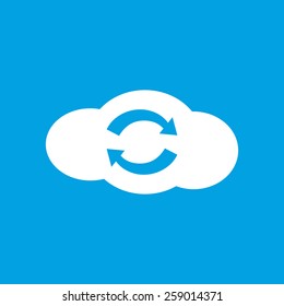 Synchronization cloud web white icon isolated on a blue background. Vector symbol