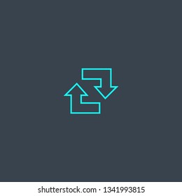 synchronization concept blue line icon. Simple thin element on dark background. synchronization concept outline symbol design. Can be used for web and mobile UI/UX