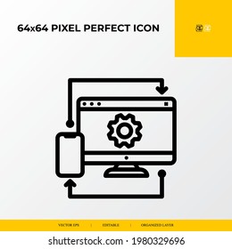 synchronization of devices icon. web design and development 64x64 pixel perfect icon