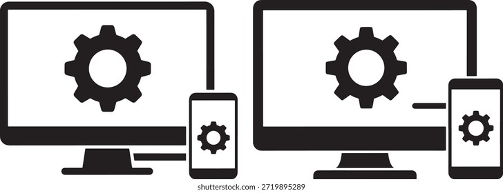 Dispositivos de sincronización en el fondo blanco engranaje proceso teléfono PC sincronización
