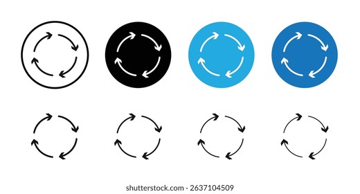 Synchronization icon Black line art vector logo set