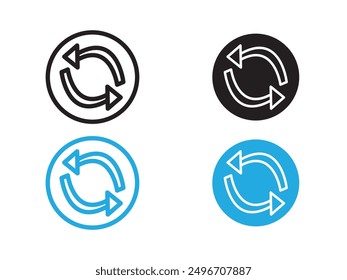 Synchronization icon black and white vector outline sign