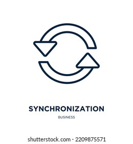 synchronization icon from business collection. Thin linear synchronization, button, synchronize outline icon isolated on white background. Line vector synchronization sign, symbol for web and mobile