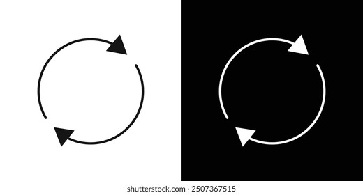 Synchronization icon flat line symbol set.