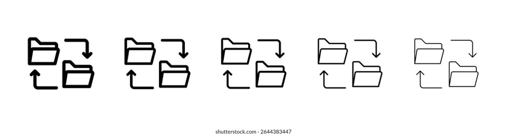 Synchronization icon graphic set. trendy stroke line style