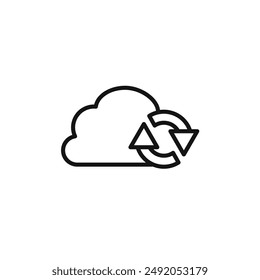 Synchronization icon outline collection in black and on white background