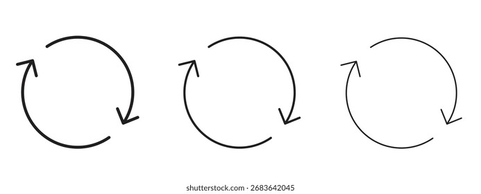 Icono de sincronización, signo de contorno, símbolos lineales