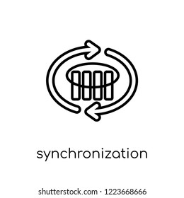 Synchronization icon. Trendy modern flat linear vector Synchronization icon on white background from thin line Business and analytics collection, editable outline stroke vector illustration