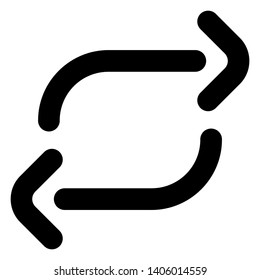 synchronization icon, as a user interface icon, with an outline vector style