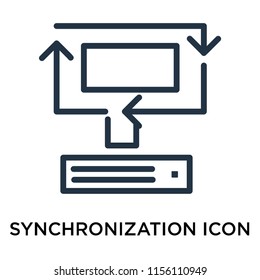 Synchronization icon vector isolated on white background, Synchronization transparent sign , thin symbol or stroke element design in outline style
