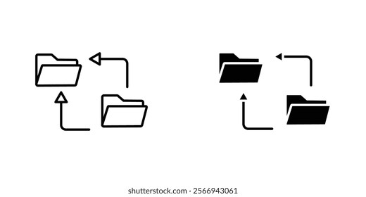 Synchronization icons. black and white vector set.