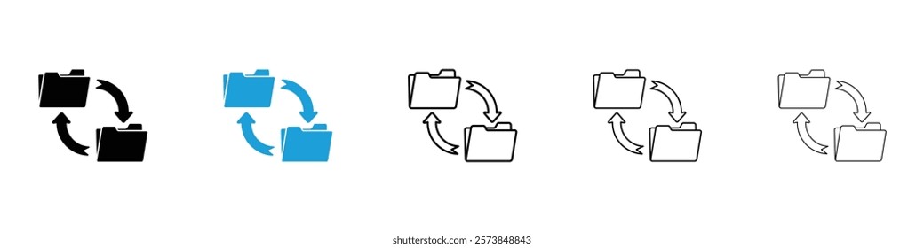 Synchronization icons in filled and 3 stroke weights