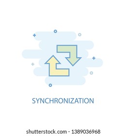 synchronization line concept. Simple line icon, colored illustration. synchronization symbol flat design. Can be used for UI/UX