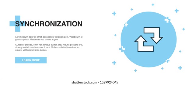 synchronization line icon. Simple icon, banner outline template concept. synchronization line icon. Simple line illustration