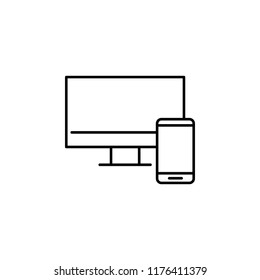synchronization monitor smart phone icon. Element of seo and online marketing icon for mobile concept and web apps. Thin line smart phone icon can be used for web and mobile