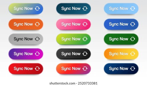 synchronization now buttons icon design. Professional web design, full set of elements. User-friendly design materials. vector