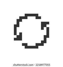 Synchronization pixelated ui icon. Rotating arrows. Sync process. Docking with device. Editable 8bit graphic element. Outline isolated vector user interface image for web, mobile app. Retro style