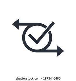 Synchronization  processes of actions.  Easy transfer  . Vector Linear Icon Isolated on White Background.