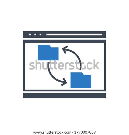 Synchronization Related Vector Glyph Icon. Isolated on White Background. Vector Illustration.