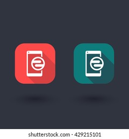 synchronization with smartphone icon, connectivity, data transfer flat icon, vector illustration
