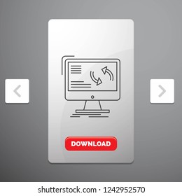 synchronization, sync, information, data, computer Line Icon in Carousal Pagination Slider Design & Red Download Button