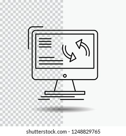 synchronization, sync, information, data, computer Line Icon on Transparent Background. Black Icon Vector Illustration