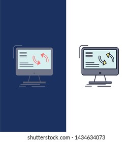 synchronization, sync, information, data, computer Flat Color Icon Vector