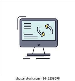 synchronization, sync, information, data, computer Flat Color Icon Vector