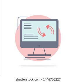 synchronization, sync, information, data, computer Flat Color Icon Vector