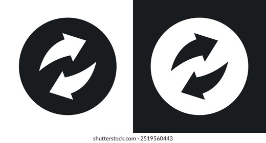 Ícone de vetor de linha de sincronização definido no estilo sólido e de estrutura de tópicos.