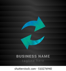 Synchronize Arrow Blue,Green and Black silk fashion premium icon / Logo