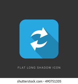 Synchronize Arrow Flat blue long shadow Icon / Logo Design