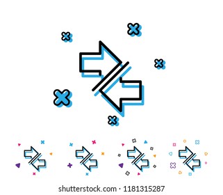 Synchronize arrows line icon. Communication Arrowheads symbol. Navigation pointer sign. Line icon with geometric elements. Bright colourful design. Vector