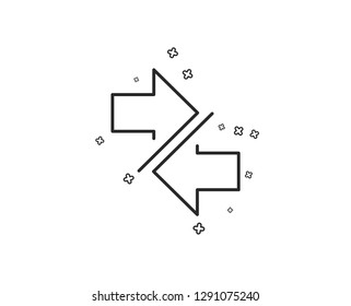 Synchronize arrows line icon. Communication Arrowheads symbol. Navigation pointer sign. Geometric shapes. Random cross elements. Linear Synchronize icon design. Vector