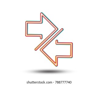 Synchronize arrows line icon. Communication Arrowheads symbol. Navigation pointer sign. Colourful graphic design. Vector