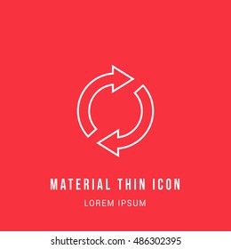 Synchronize Bright red material designed line thin flat icon / logo