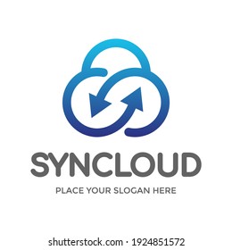 Synchronize cloud vector logo template. This design use cloud symbol. Suitable for internet.