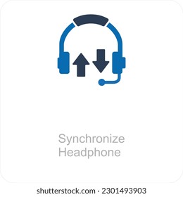 Synchronize Headphone and sync icon concept