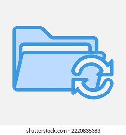 Synchronize icon in blue style about folders, use for website mobile app presentation