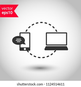 Synchronize icon. Device connection icon. Hosting icon. EPS 10 vector sign. Studio background.