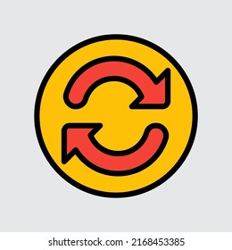 Synchronize icon in filled line style about user interface, use for website mobile app presentation