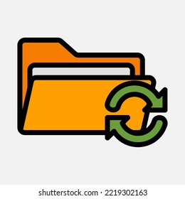 Synchronize icon in filled line style about folders, use for website mobile app presentation