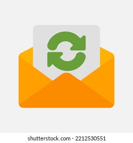 Synchronize icon in flat style about email, use for website mobile app presentation