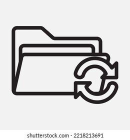 Sincronizar icono en el estilo de línea sobre carpetas, usar para presentación de aplicaciones móviles del sitio web